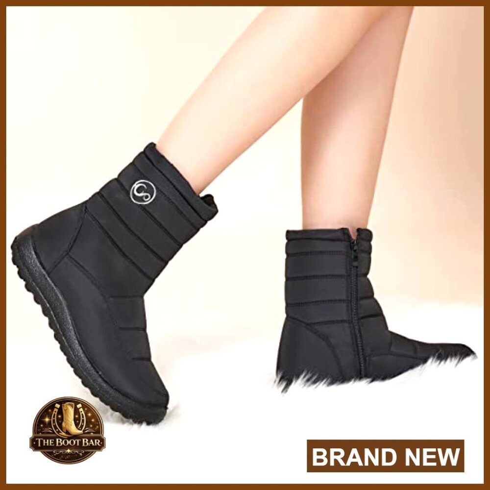Waterproof Winter Snow Boots with Fur Lining Mid Calf Zipper - Picture 6 of 7